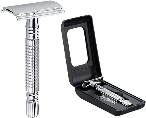 JOCXZI Rasierhobel Herren, Edelstahl Nassrasierer Sicherheitsrasierer, Doppelkante Rasierer Klingen Safety Razor,Für Damen und Herren geeignet, mit Box