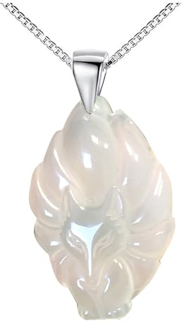 Ecooon Vintage Anime Neun Schwanz Fuchs klobiger Kurama-Ring für Damen und Herren, orientalischer Amulettring, Schmuck, Geschenke, schützt Dorf und Familie., Edelstein, Weißer Achat