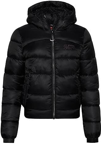 Superdry Damen Sports Bomberjacke mit Steppung Schwarz 40