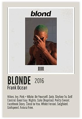 VOLBOZ Frank Poster & Ocean Blonde 2016 Album Cover Art Poster Leinwand Poster Schlafzimmer Dekor Sport Landschaft Büro Zimmer Dekor Geschenk ungerahmt 30 x 45 cm