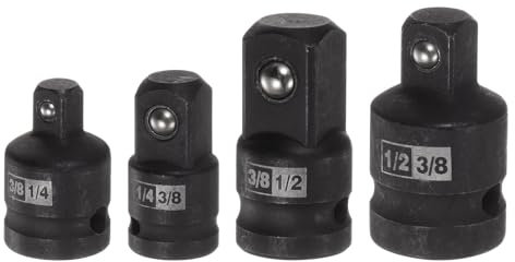 sourcing map 4pcs Impact Socket Adapter 1/4 3/8 1/2 Cr-V Steel Impact Adapter 3/8 to 1/4, 1/2 to 3/8, 1/4 to 3/8, 3/8 to 1/2 for Impact Driver Air Impact Wrenches Ratchets