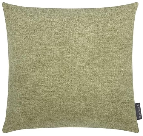MAGMA Alfa Kissenbezug 40x40 cm - grün,- samtig weich kuscheliger Velour Look, rechteckiger Kissenbezug, für Wohnzimmer, Schlafzimmer, Büro und Gästezimmer Waschbar