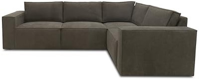 DOMO. collection Ecksofa Portland, Sofa in L-Form, modernes Cord-Sofa, Couch, Ecke, Polsterecke Eckcouch, 277 x 197 x 84 cm (BxTxH), schlamm (grau)