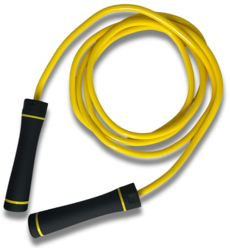 Gravità elevata, corda per saltare pesante, 3 m, 10 mm PVC - Rafforza muscoli, cardio e forza - cuscinetti lisci - ideale per interni/esterni e perdita di peso (Gialla)