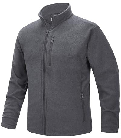 33,000ft Herren Fleecejacke Stehkragen Warm Jacke Männer Leichte Strickjacke Übergangsjacke Outdoor Sweatjacke für Wandern Laufen Freizeit Heidegrau M