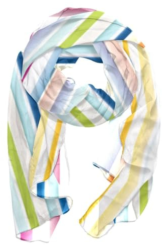 FVQL Leichter großer Seidenschal für Frauen, Haarschal Schal, Regenbogen abstrakt gestreift