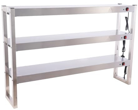 French Fry Warmer with Lamps, Commercial Food Shelf with Heating Lamp Buffet Food Warmer Stainless Steel Three Layers for Fried Chicken French Fry Heat Lamp with Independent Switch, 12x300W Bulbs