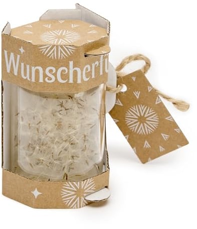 Garronda Wunscherfüller - Pusteblumen-Schirmchen im Glas 10 Stück, Charmante Kleine Geschenke für Frauen, Kreative Geschenkideen für Geburtstag GD-0077