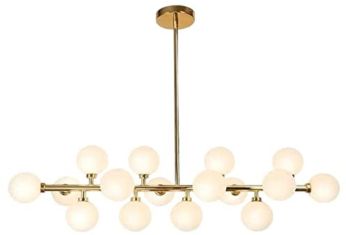 Modern Pendelleuchte Sputnik-Kronleuchter aus der Mitte des Jahrhunderts, moderne, verstellbare Pendelleuchte mit milchweißem Glaskugel-Lampenschirm, Deckenleuchte for Kücheninsel, Esszimmer über Tisc