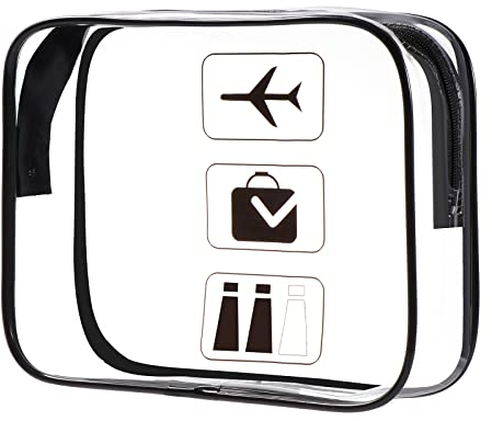 Oderra Trousse de Toilette Transparente, Pochette Maquillage Étanche avec Fermeture Éclair, Sac de Voyage Liquide, Pochette Maquillage pour Avion, Accessoires Cosmétiques et Articles de Toilette