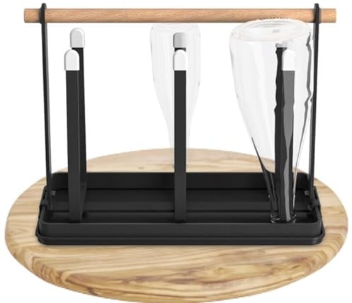Bottle Drainer Rack, Drinking Glass And Bottle Drainer Stand With Handle, Non-Slip Mugs Cups Drying Stand Holder Organizer For Ho-me Kitchen Countertop