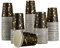 CEILIWEN Packung mit 100 Schwarz und Gold Sterne Pappbecher, 9 OZ/250ml Gold Pappbecher, Papier Party Becher für beide heiße Getränke und kalte Getränke