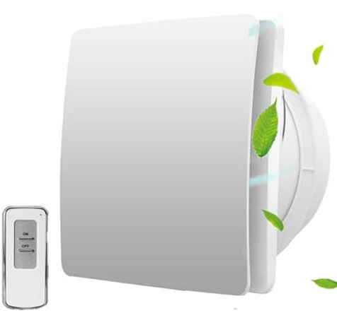 Bathroom Fan Extractor Fan with Remote Control And Check Valve Silent Extractor Fan Bathroom Wall Mounted Bathroom Ventilation Fan Bathroom Fan for Shower Toilet Office Home,6in