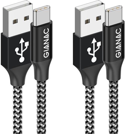 GIANAC Cable USB C, [2 unidades de 3m] 3,1 A, cable de carga rápida USB C de nailon y cable de sincronización USB C para Samsung S10/S9/S8te 10te 9, Huawei P30/P20/Mate 20, Sony Xperia, Smartphone