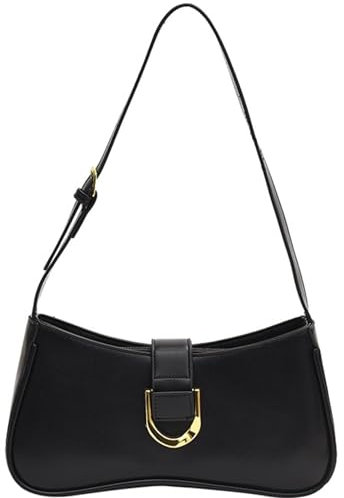 Makukke Handtasche Damen klein, PU Leder Umhängetasche Shoulder Bag Reißverschluss Y2K Bag Damen Schultertasche Vintage für Frauen Dating Party Einkaufe, Schwarz Tasche