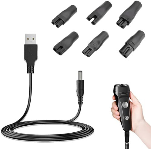 USB Universale Cavo Rasoio Caricatore Alimentatore, 6Pcs Adattatori Multifunzione, Compatibile con Tagliacapelli e Dispositivi Elettronici, Materiale Durevole e Sicuro, Caricatore per One Blade Philip
