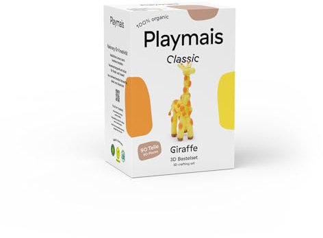 Playmais Classic Giraffe | 90 Teile | Bastelset | natürliches Spielzeug | inkl. Schwämmchen | vegan, verantwortungsvoll & sicher für Kinder & Umwelt | ab 3 Jahren