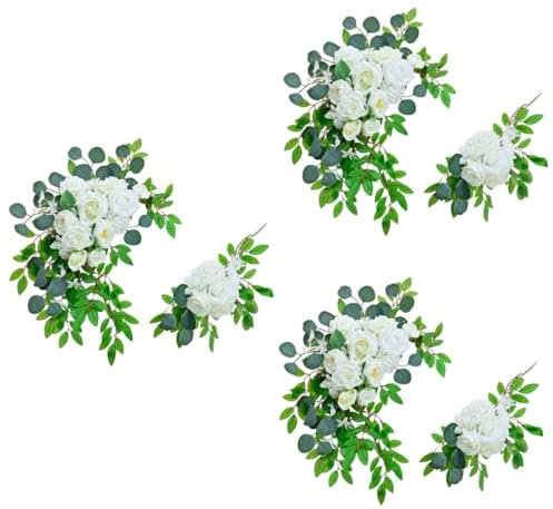 Amosfun 3 Sets Wedding Simulation Flower Swag Arch Flowers for Wedding Ceremony Fake Decorations