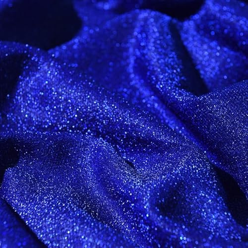 WANYI Tüllstoff Meterware 2M x 1.5M Glitzerstoff Glitzer Stoffe zum Nähen Dekostoff Hintergrund für DIY Bekleidung Fotowand Dekoration(B Blau)