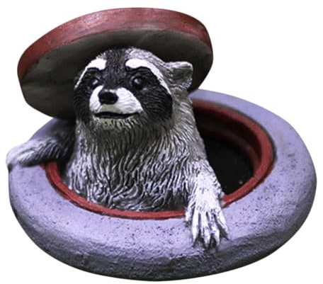 LOORGVEL Resin Waschbär Figur Garten Deko Realistische Tierfigur für Innen Außen Vielseitige Dekoidee für Haus Büro und Garten Mikrolandschaft