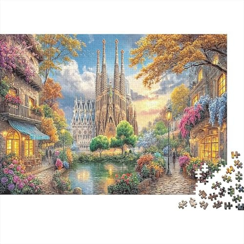 Historische Kathedrale 1000 Teile Puzzle & Puzzle Umweltfreundliches Material Stressabbau Einzigartig Gaudi Türme für Männer & Familien 70x50cm/1000Teile