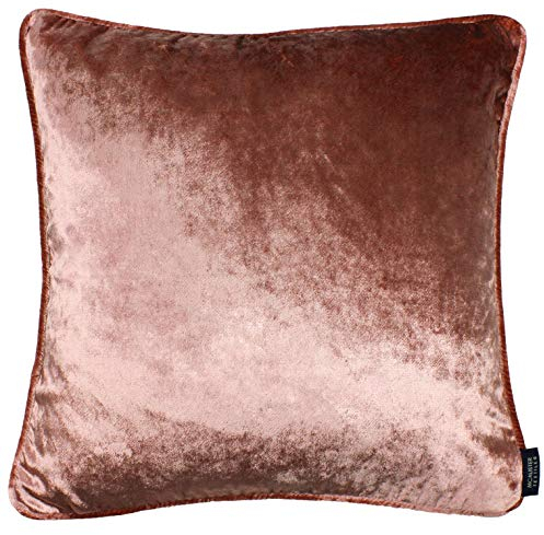McAlister Textiles Glänzender Samt | Kissenbezug für Sofakissen in Altrosa | 50 x 50 cm | in 11 Farben und 5 Größen | gedrückter Samt edel paspeliert | Kissenhülle für Samtkissen