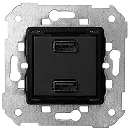 Simon Cargador Doble USB, con Dos entradas de Carga USB de 5V DC Tipo A, Hembra, 1 x 5,5 x 5,5 centímetros, Color Negro Mate (Referencia: 7511096-039)