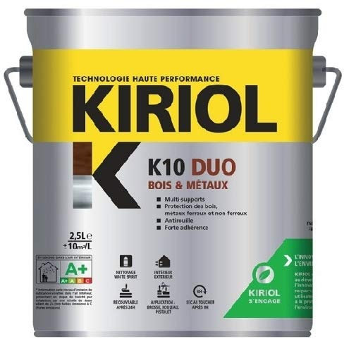kiriol COL00042 Peinture antirouille K10 Duo COMUS Satin Noir 0.75L-A005374