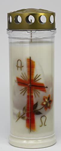Grablicht Ostern, Größe 21x7,5 cm - 3728 - Brenndauer ca. 7 Tage – Trauerkerze mit Spruch.
