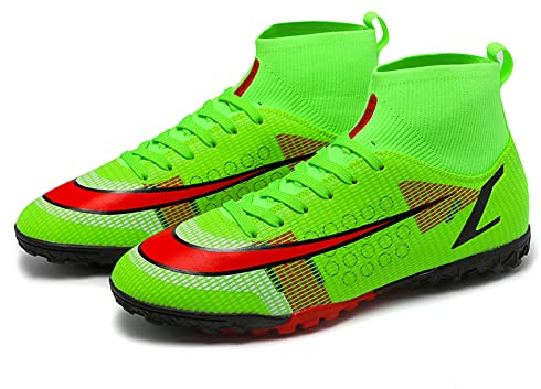 CERYTHRINA Unisex Teenager High Top Spikes Cleats Athletics ProfessionelleTrainingsschuhe Erwachsene Herren Fußballschuhe Outdoor Sport Microfaser Cleats Football Schuhe Grüne 35