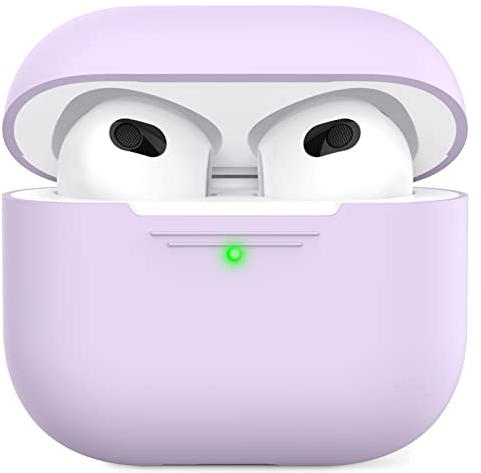 AhaStyle Airpods 3 Case Cover, Soft Silicone Protective Case Compatible with AirPods 3rd Full Body Shockproof Covers for Apple AirPods 3rd Generation 2021 (Lavender)