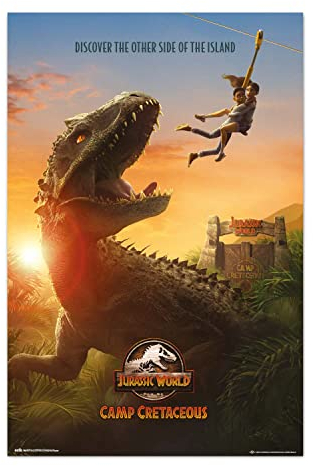 Jurassic Park Merchandise - Jurassic World Camp Cretaceous Poster - Deko Wohnzimmer oder Deko Schlafzimmer - Deko Wohnzimmer - Größe : 61 x 91 - Offizielle Lizenz - Jurassic Park Fanartikel