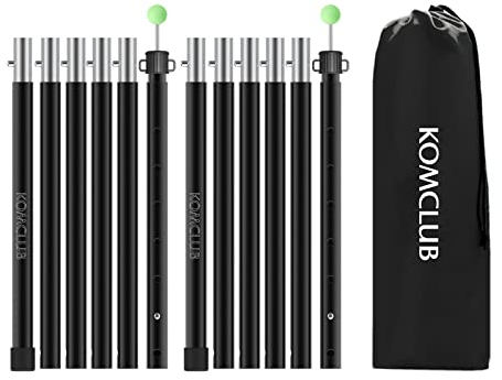 KOMCLUB Juego de 2 Barras telescópicas para Tienda de campaña, Barras telescópicas de Aluminio, en Diferentes Longitudes de 74 cm a 210 cm, 6 segmentos para Tienda, tarp, toldo o Lona