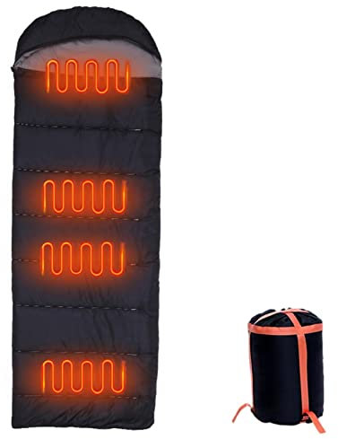 Jinmen Heizschlafsack, beheizter Schlafsack für Camping, kompatibel mit Powerbank oder anderen USB-Netzteilen, ultraleicht, wasserdicht, tragbar für den Winter