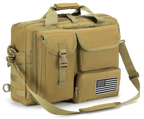 Stypos Tactical Messenger Bag, 15.6/17.3 Inch Tactical Briefcase for Man Military Laptop Bag Messenger Shoulder Bag, Khaki-15.6/17.3 Inch, Briefcase