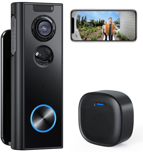XTU Wireless Video Doorbell Camera with Chime, 1080P HD Smart Video Door bells Camera with Angle Mount,Battery Powered,PIR Motion Detection,Night Vision,2-Way Audio,Works with Alexa & Google Home
