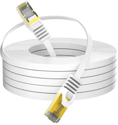 LW Electronic Câble Ethernet Plat CAT 7A LSZH de 15m 10Gbps Max 1200MHz Câble réseau SFTP PIMF compatible avec Routeur Switch Modem Décodeur TV Box PS5 PS4 Xbox Console de Jeux PC connecteurs RJ45