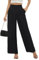 BEIGAI Damen Hosen Elegant Lose Lounge Weite Hose Outdoor Jogpants Trainingshose Culottes Yogahose mit Taschen,Schwarz,XL