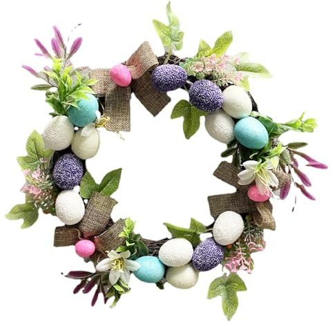 Hanwin Osterkranz Kunststoff, Osterkranz Haustür 30CM, Türkranz Ostern, Osterkranz Tisch, Osterkranz Deko