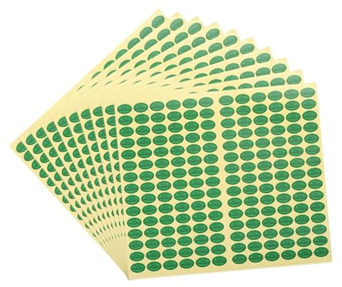 sourcing map QC-Bestandsetiketten, ovale selbstklebende Aufkleber 9 x 13 mm für Qualitätskontrolle, Lagerbestand, Packung mit 10, grün