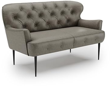 CAVADORE 2-Sitzer Küchensofa Amba, Trendige Sitzbank für Küche oder Esszimmer / 153 x 97 x 87 / Hochwertiges Mikrofaser: Graubraun