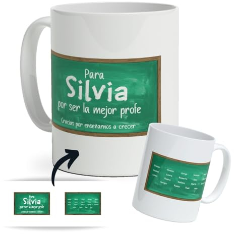 DEREGALOOS Taza Personalizada con nombre para Profesores. Tazas de Desayuno personalizada Profesores. Regalo Original para Profes. Regalos Profes Navidad. Regalo fin de curso. (Pizarra)