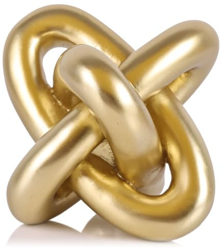 XMGZQ Gold Knot Decor for Coffee Table Book,Chain Link Living Room Decor Item for Bookshelf Entryway Nightstand TV Stand,Minimalist Knot Sculpture for Home Living Room,Centerpiece Table Decorations
