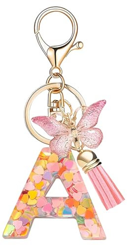 Porte clés Initiale Porte clé pour Femme Fille Personnalisée Lettres Keychain - A