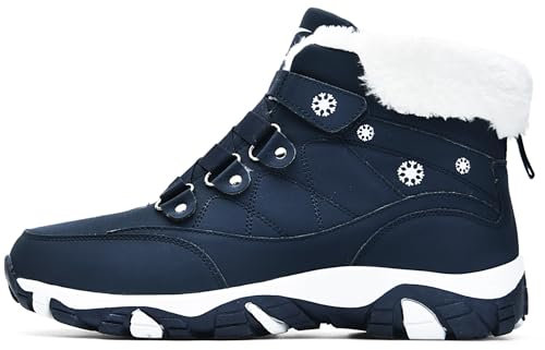 VITIKE Damen Winterschuhe Warm Gefüttert Schneestiefel Herbst Outdoor Boots Winterstiefel,Weiß Blau,35 EU