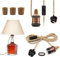 Bottle Lamp Kits, 2 Pack Bronze Bottle Lamp Adaptor Kit, Lamp Kits Do it Yourself, E27 Ceramic Lamp Holder with 240cm Plug and Switch, Brass Table Lamp Kit, Floor Lamp kit, with 3 Sizes of Stoppers