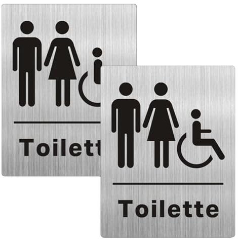 Luimode 2st Toilette Schilder Selbstklebend Türschild WC schilder Damen Herren Behinderten UV Druck Aluminium Toilettenschild 15 * 20cm