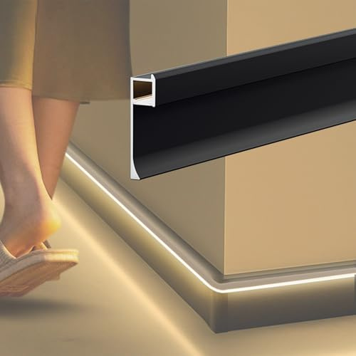 RENLXFI LED Plafond 10 5 2 1 Pack Plinthe De Canal en Aluminium À LED 1 M, Plinthe À Éclairage Indirect/Base Murale pour Escalier De Couloir(1 Pack,4 cm(1-3/5 in))