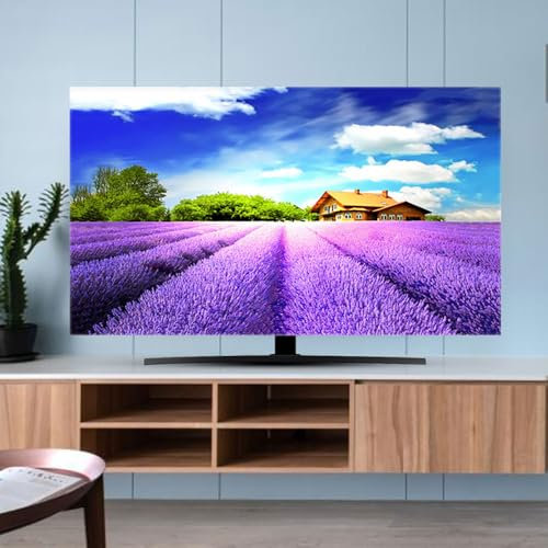 Hixingo Cubierta Antipolvo para TV, 32-80 Universal Funda para Televisor Elástico Protector para Smart TV, Paisaje Cubierta de Televisión Pantalla de Funda (49-52(118x70cm),Lavanda)