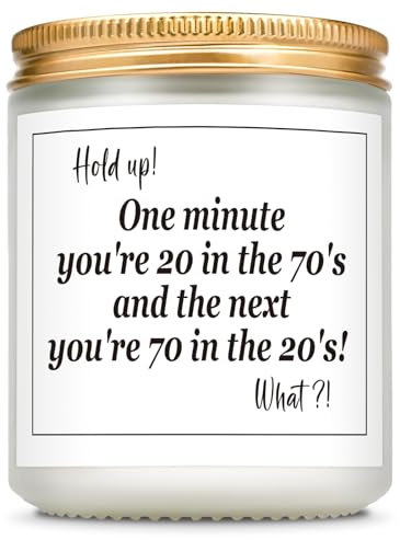 Giftasy Funny 70th Birthday Gifts for Women Men - Handmade Lavender Candle - 70 Year Old Birthday Gifts for Women Men Mum Dad Grandma Grandad Nanny Nana Nan, Happy 70th Gift Ideas